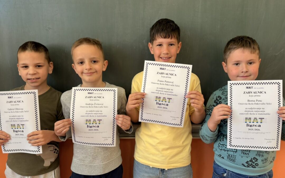 Učenici 1. razreda Andrija Živković i Gabriel Obrovac pozvani na državno natjecanje iz matematike